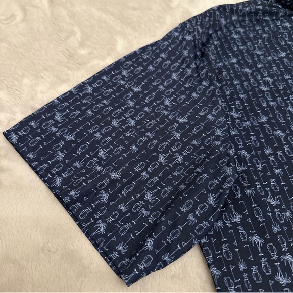ProTour Athletic Fit Mens XL Full Print Short Sleeve Polo Golf Shirt Dark Blue - Picture 9 of 9